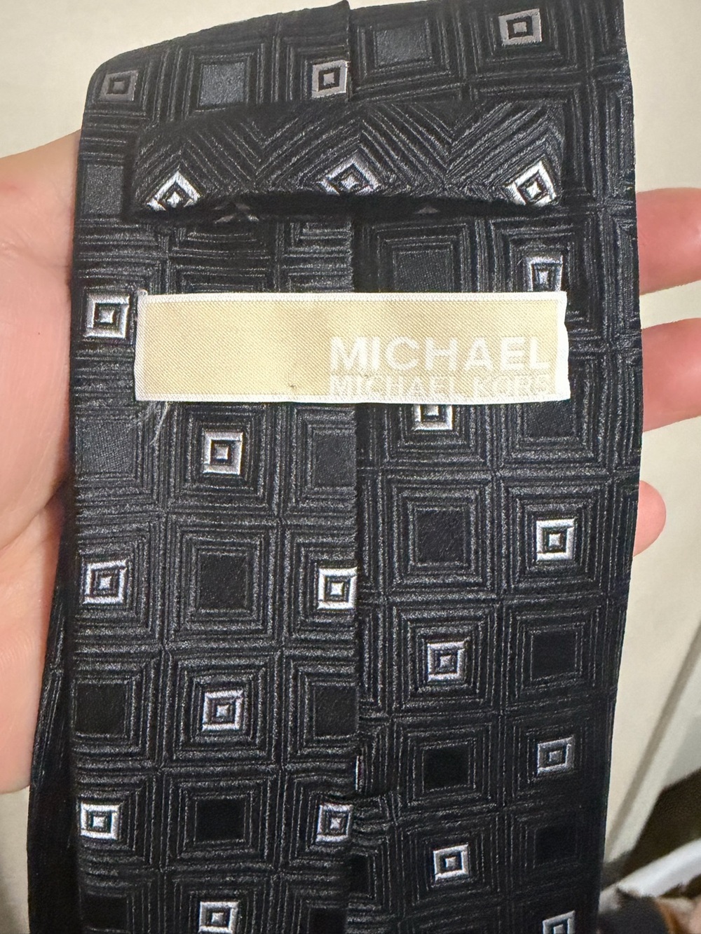 Michael Kors Black Tie with Subtle Square Motif